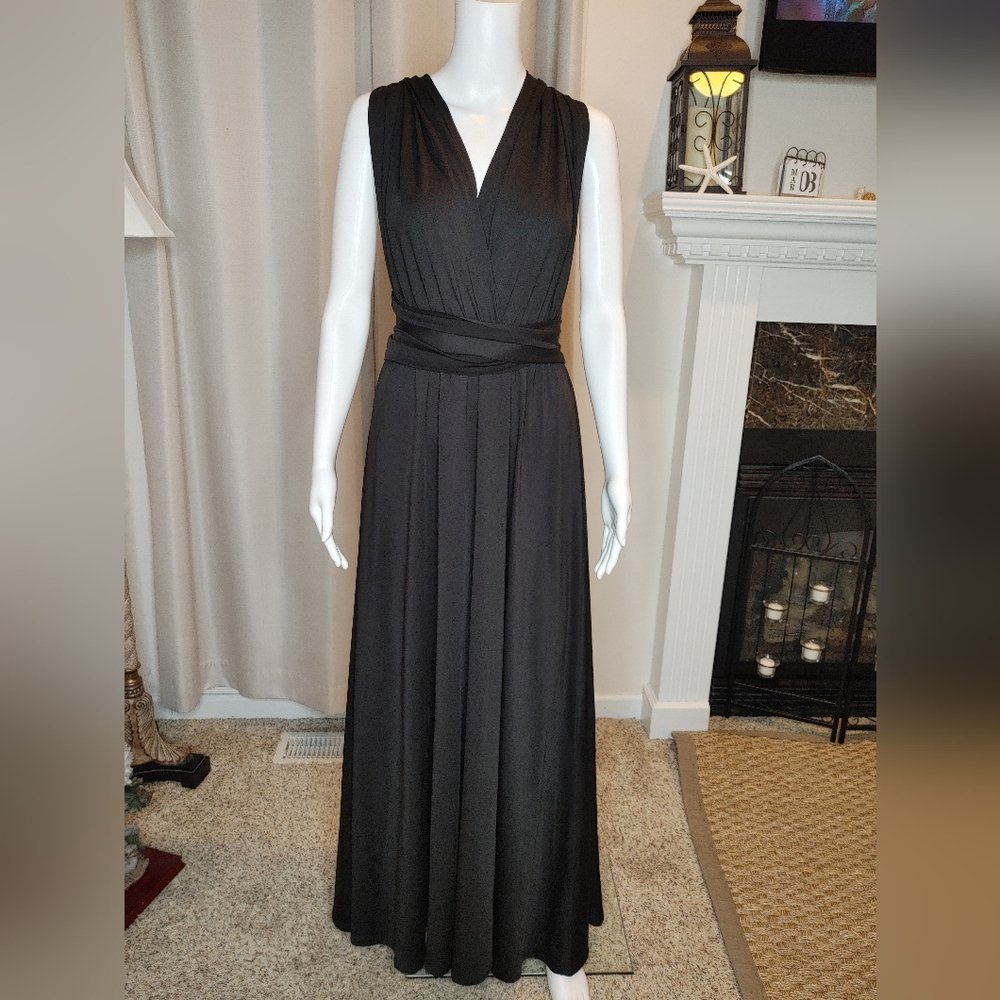 IBTOM CASTLE TRANSFORMER EVENING CONVERTIBLE MULTIWAY MAXI DRESS, BLACK L